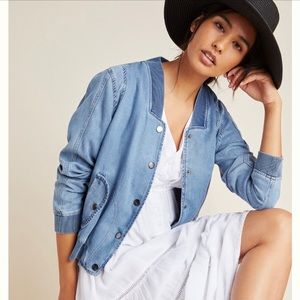 Anthropologie Pilcro Chambray Bomber Jacket, large